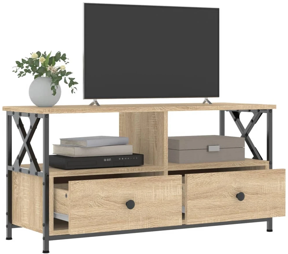 TV staliukas Televizoriaus spintelė, ąžuolo, 90x33x45cm, mediena ir geležis