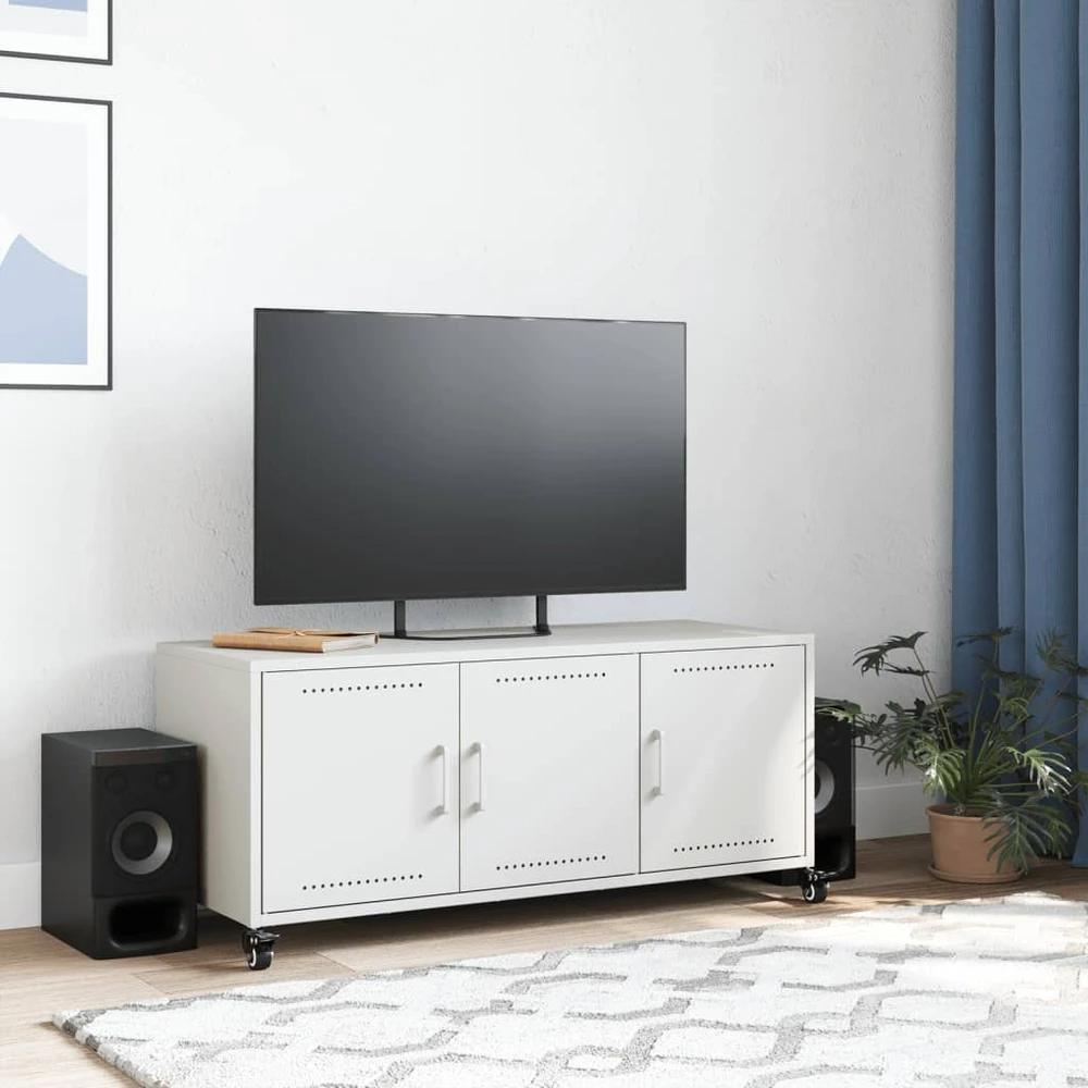 TV staliukas Televizoriaus spintelė, balta, 100,5x39x43,5cm, plienas