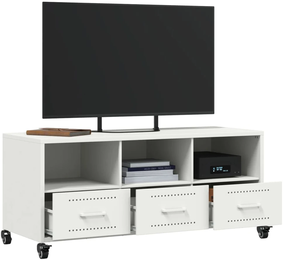TV staliukas Televizoriaus spintelė, balta, 100,5x39x43,5cm, plienas