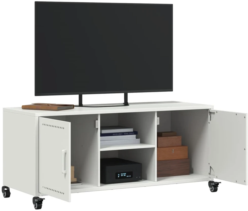 TV staliukas Televizoriaus spintelė, balta, 100,5x39x43,5cm, plienas