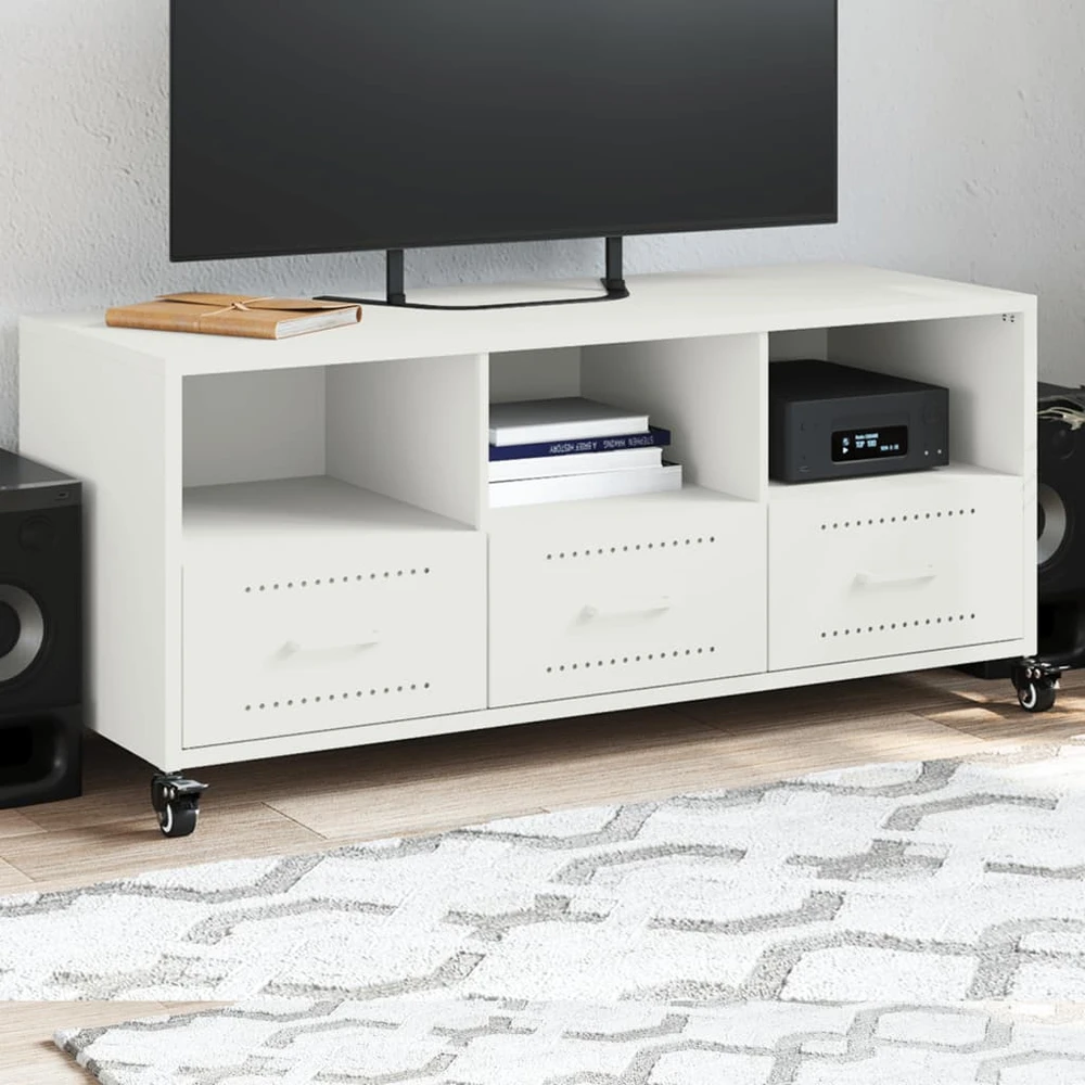 TV staliukas Televizoriaus spintelė, balta, 100,5x39x43,5cm, plienas