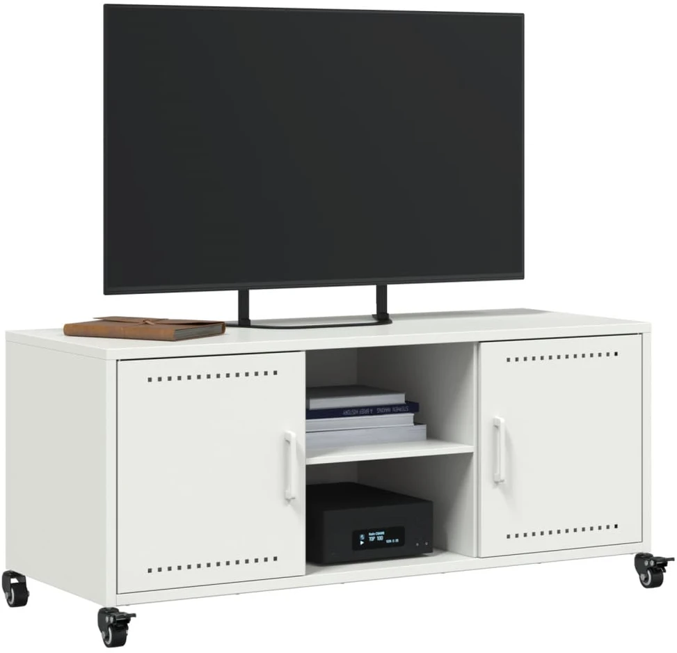 TV staliukas Televizoriaus spintelė, balta, 100,5x39x43,5cm, plienas