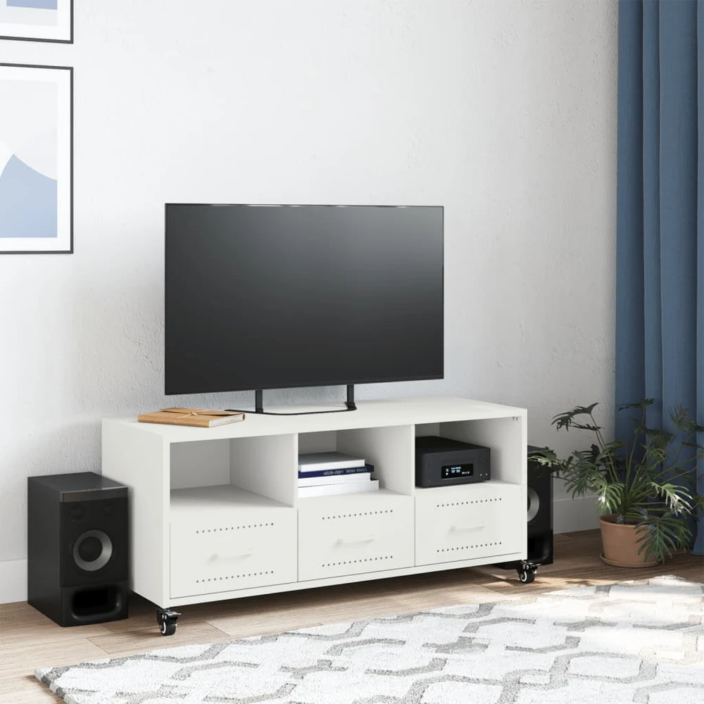 TV staliukas Televizoriaus spintelė, balta, 100,5x39x43,5cm, plienas