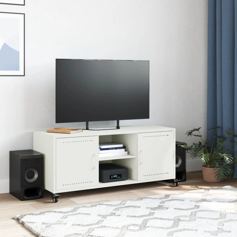 TV staliukas Televizoriaus spintelė, balta, 100,5x39x43,5cm, plienas