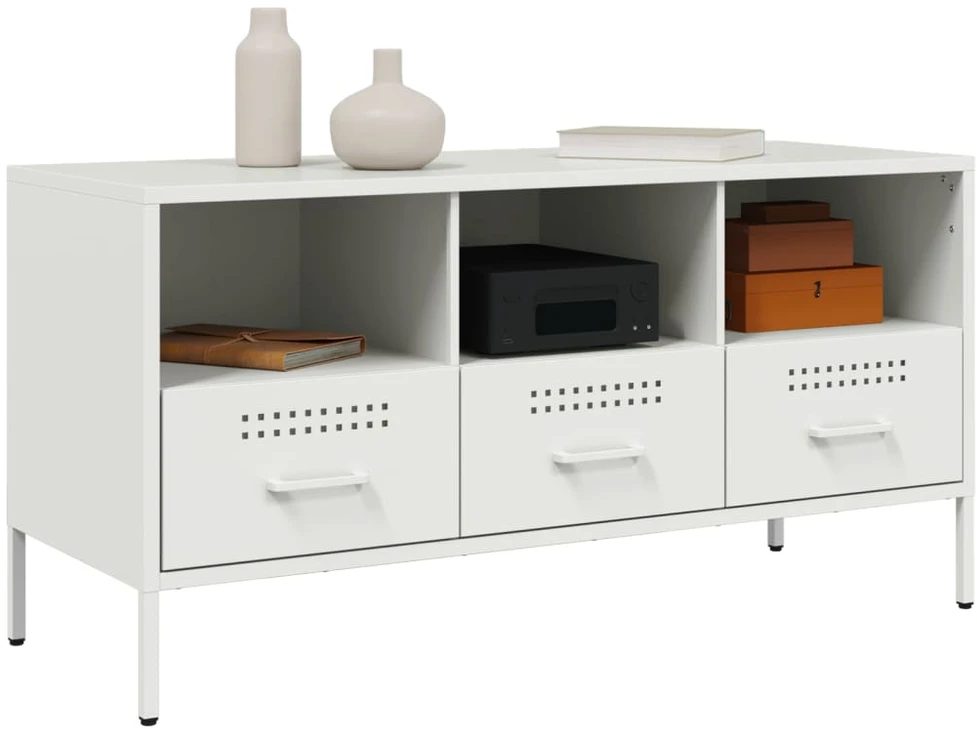 TV staliukas Televizoriaus spintelė, balta, 100,5x39x50,5cm, plienas