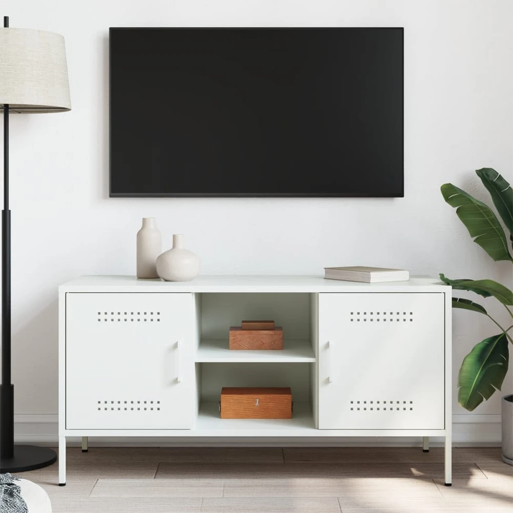 TV staliukas Televizoriaus spintelė, balta, 100,5x39x50,5cm, plienas