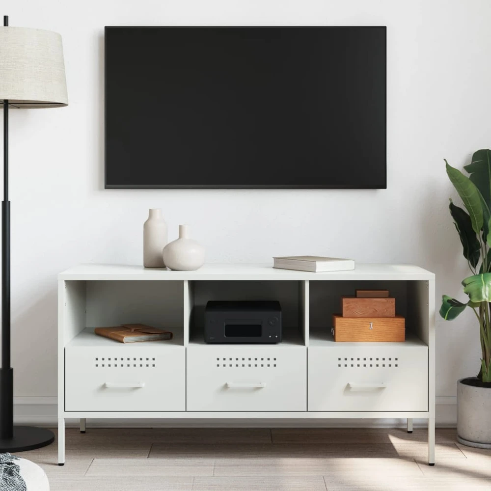 TV staliukas Televizoriaus spintelė, balta, 100,5x39x50,5cm, plienas