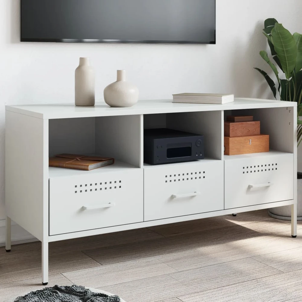 TV staliukas Televizoriaus spintelė, balta, 100,5x39x50,5cm, plienas