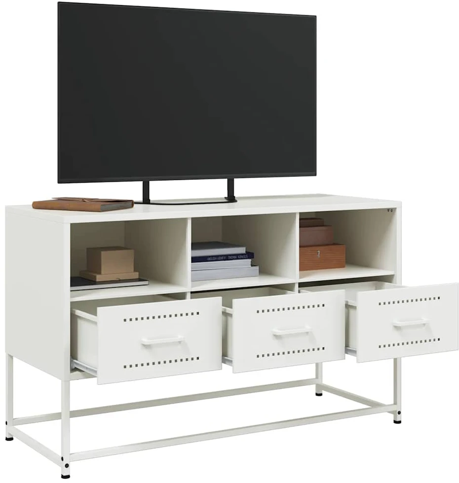 TV staliukas Televizoriaus spintelė, balta, 100,5x39x60,5cm, plienas