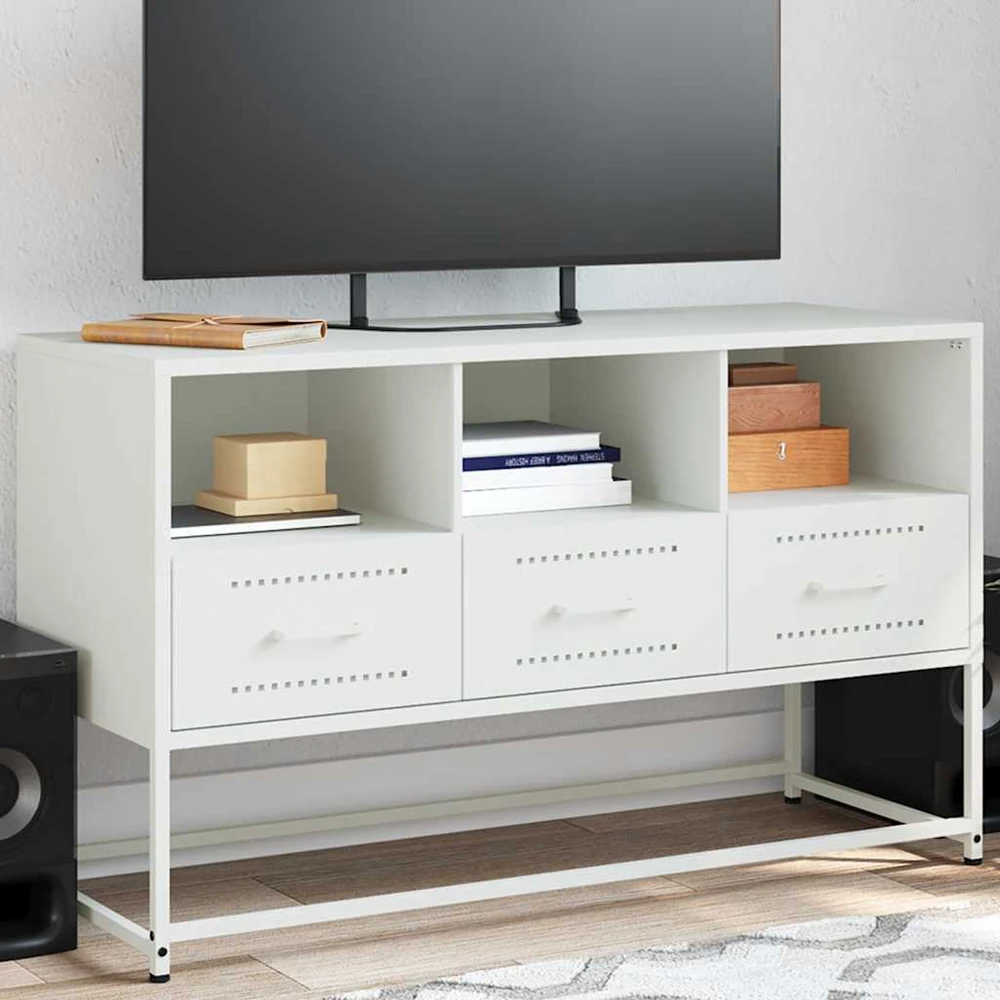 TV staliukas Televizoriaus spintelė, balta, 100,5x39x60,5cm, plienas