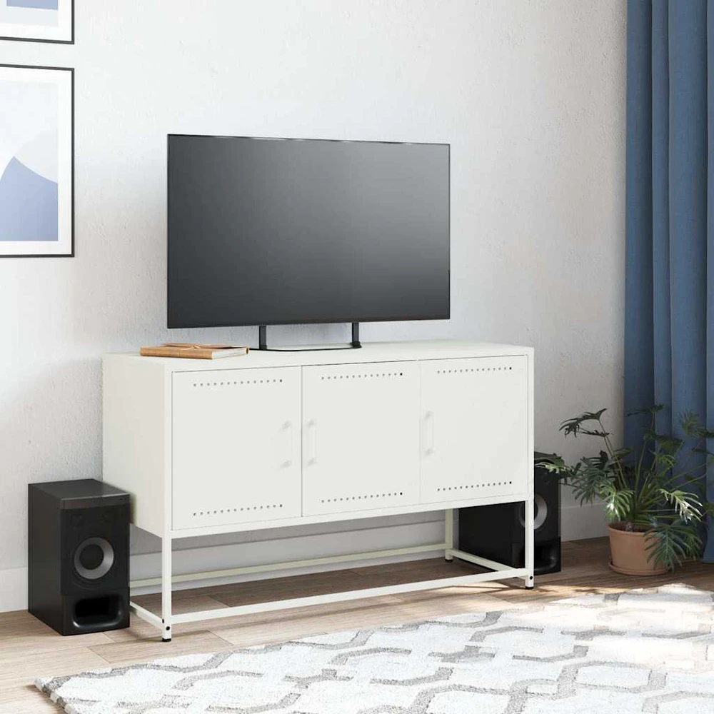 TV staliukas Televizoriaus spintelė, balta, 100,5x39x60,5cm, plienas