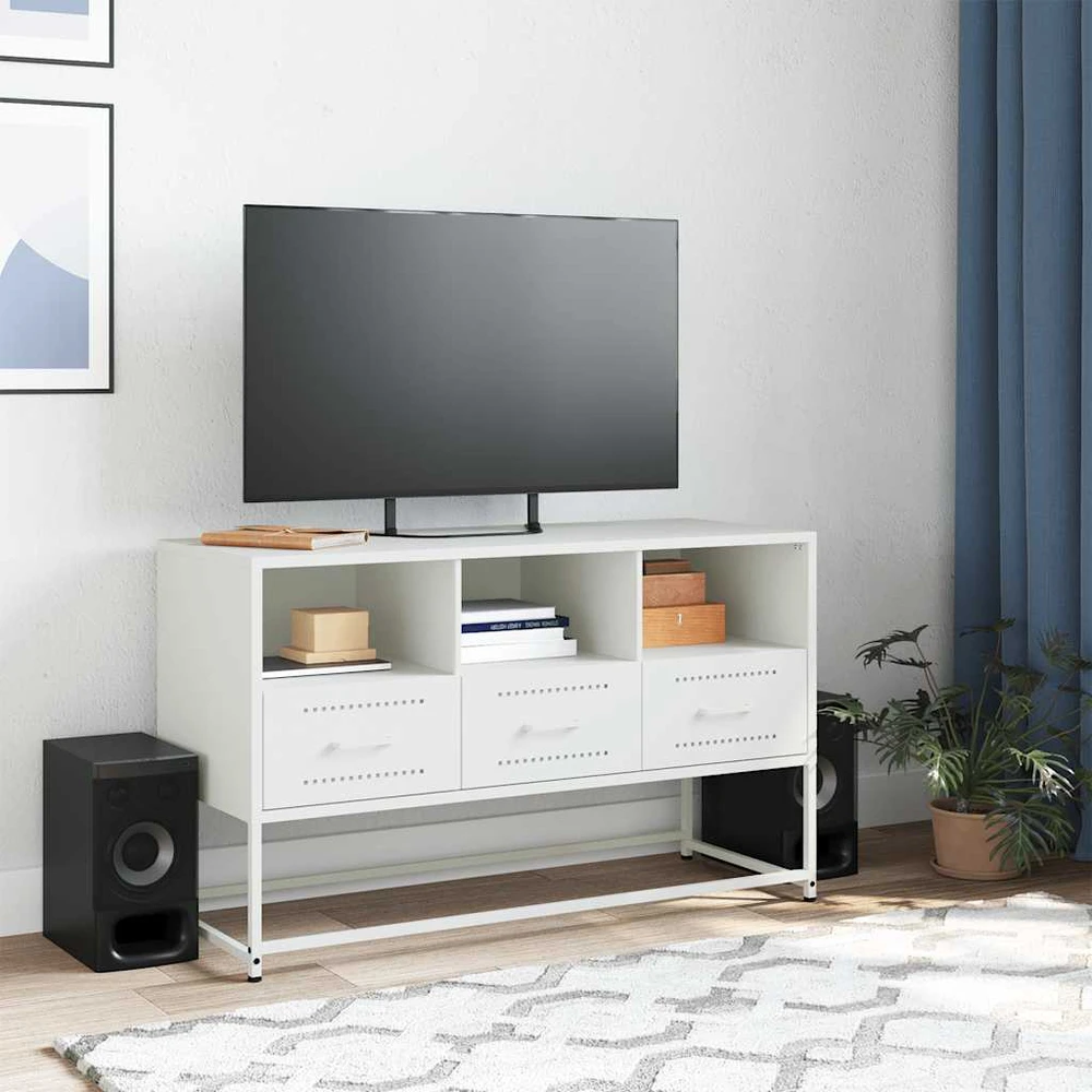 TV staliukas Televizoriaus spintelė, balta, 100,5x39x60,5cm, plienas