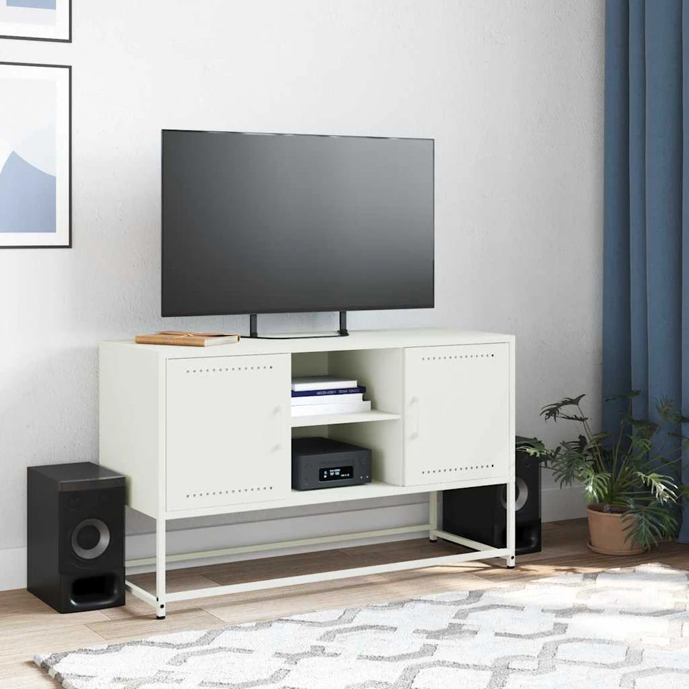 TV staliukas Televizoriaus spintelė, balta, 100,5x39x60,5cm, plienas