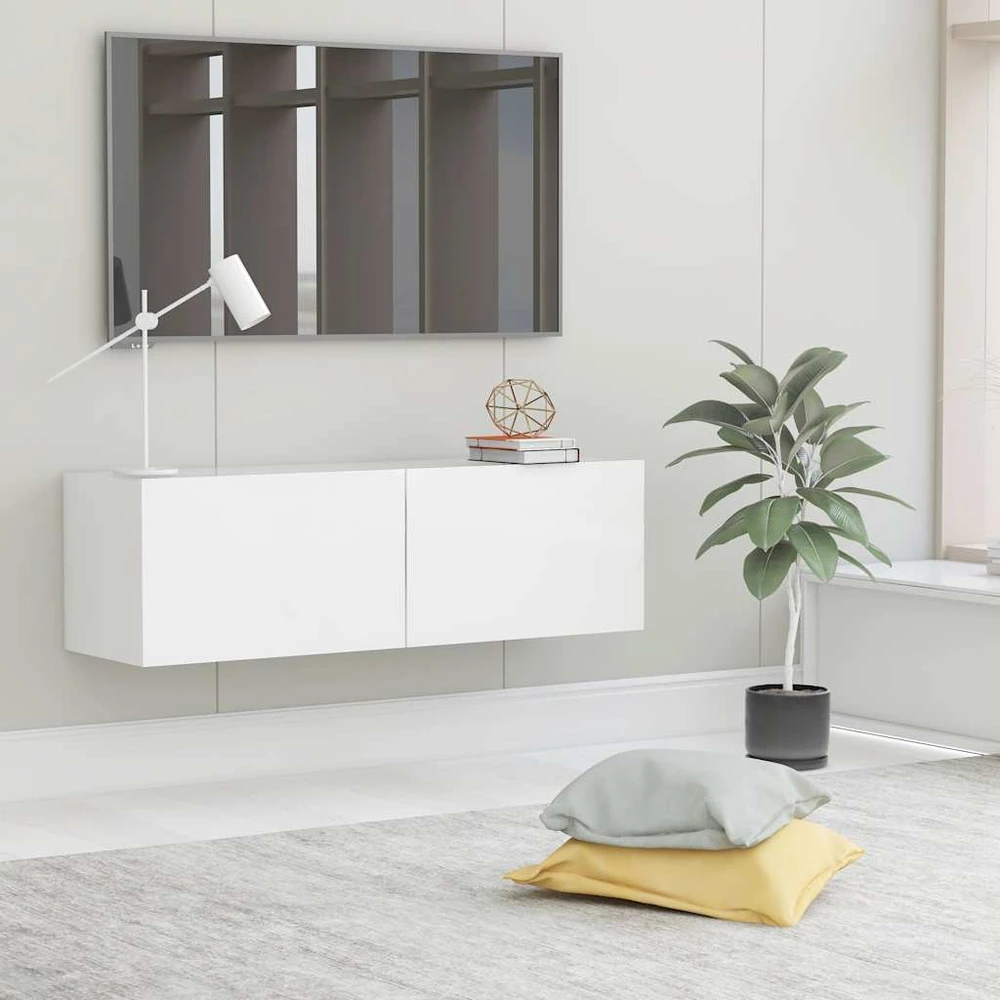 TV staliukas Televizoriaus spintelė, balta, 100x30x30cm, apdirbta mediena