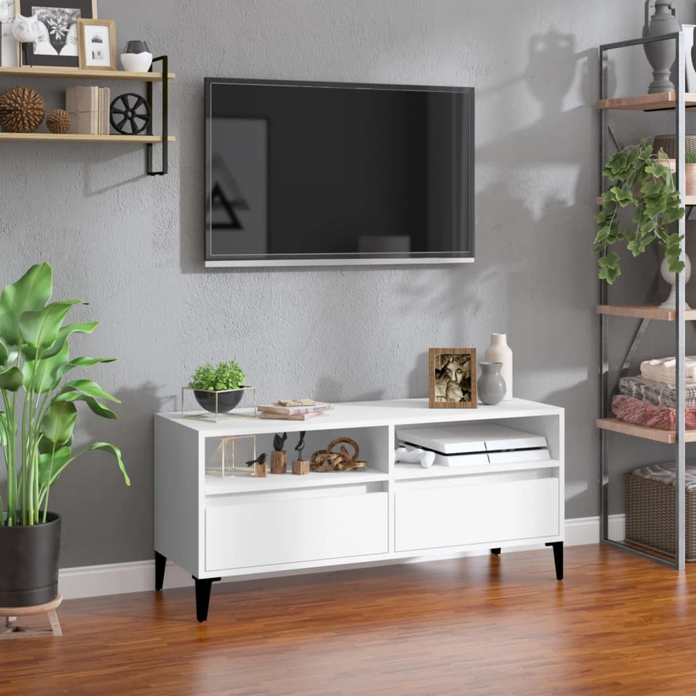 TV staliukas Televizoriaus spintelė, balta, 100x34,5x44,5cm, mediena