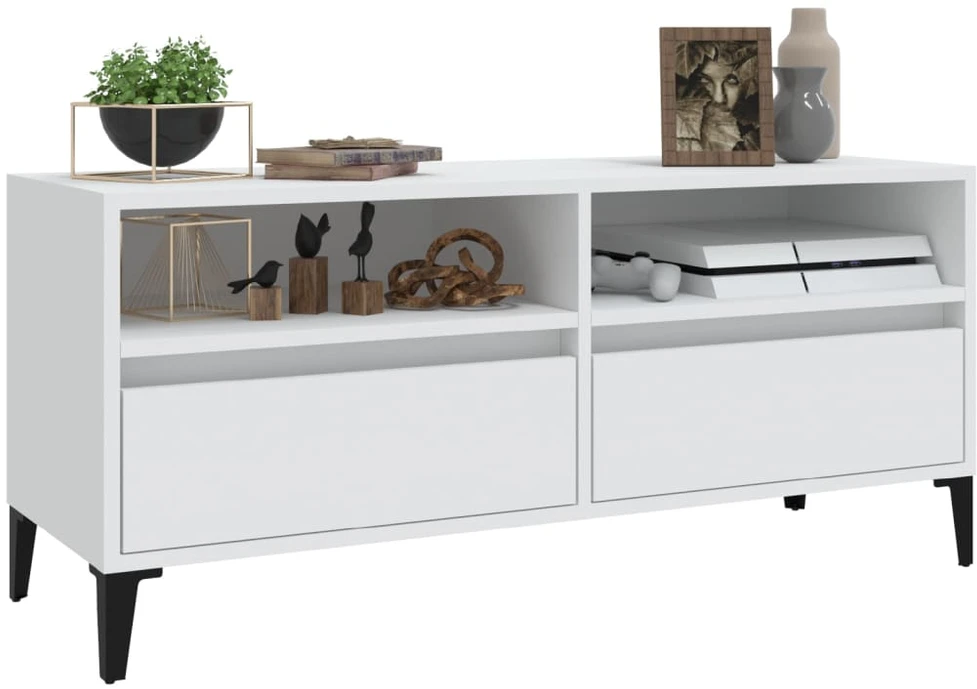TV staliukas Televizoriaus spintelė, balta, 100x34,5x44,5cm, mediena