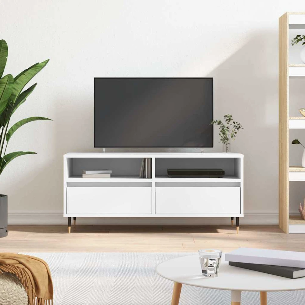 TV staliukas Televizoriaus spintelė, balta, 100x34,5x44,5cm, mediena