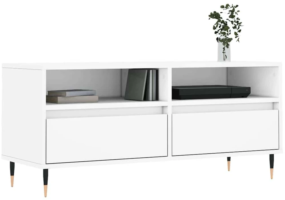 TV staliukas Televizoriaus spintelė, balta, 100x34,5x44,5cm, mediena