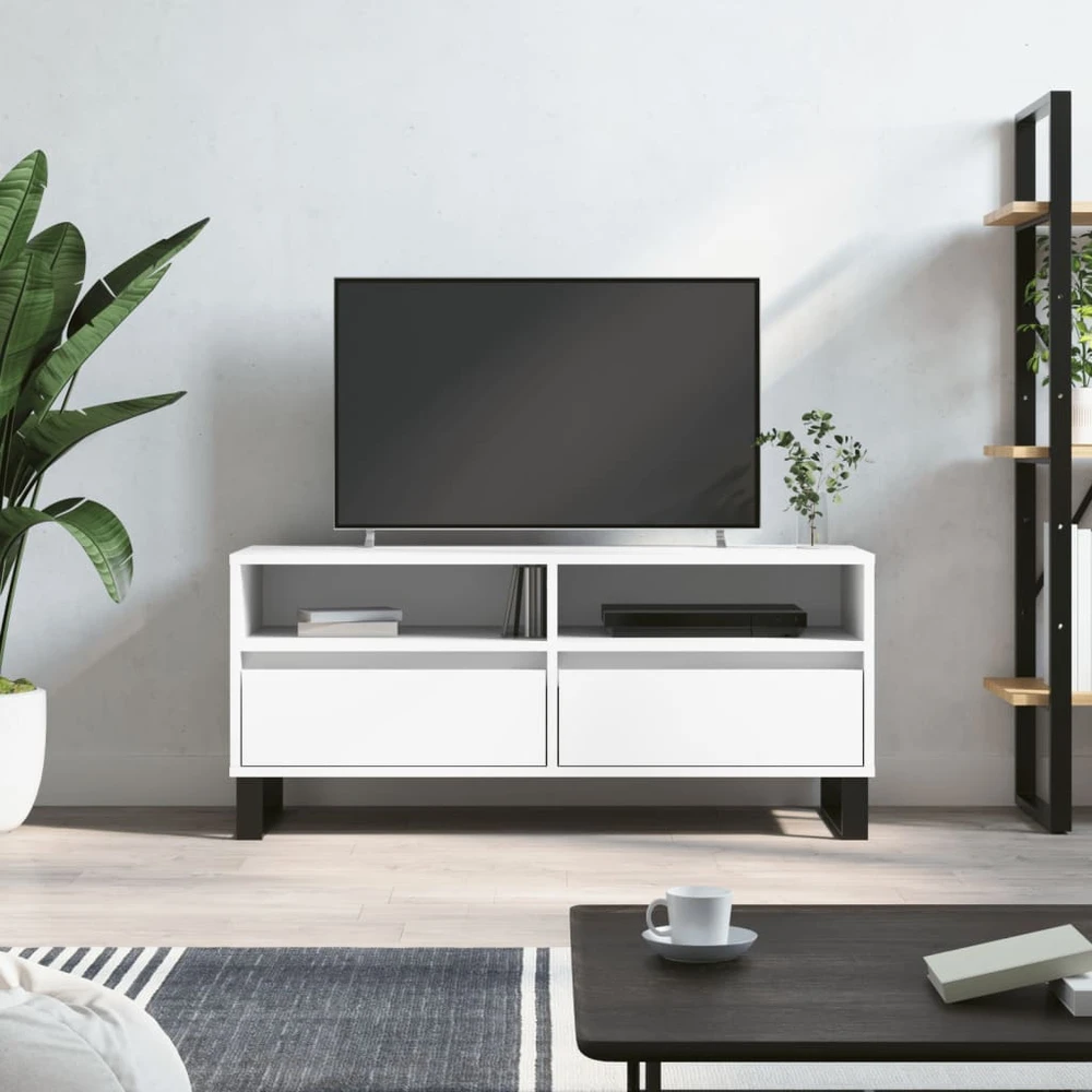 TV staliukas Televizoriaus spintelė, balta, 100x34,5x44,5cm, mediena