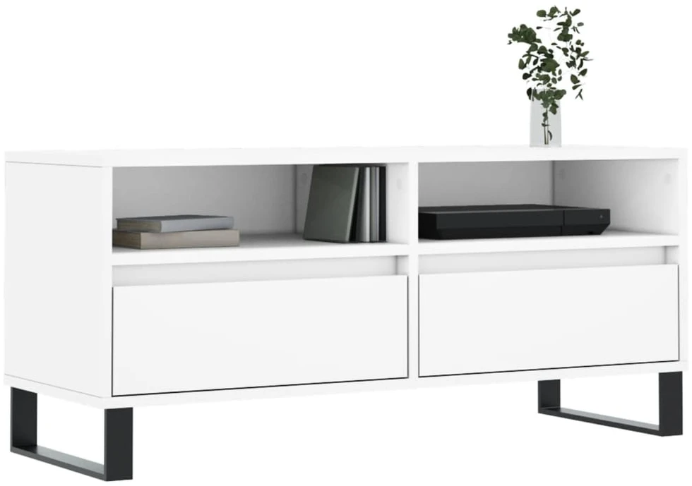 TV staliukas Televizoriaus spintelė, balta, 100x34,5x44,5cm, mediena