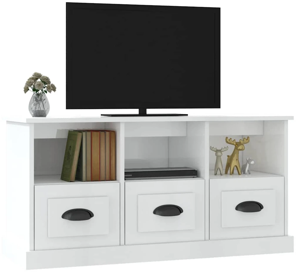 TV staliukas Televizoriaus spintelė, balta, 100x35x50cm, mediena, blizgi