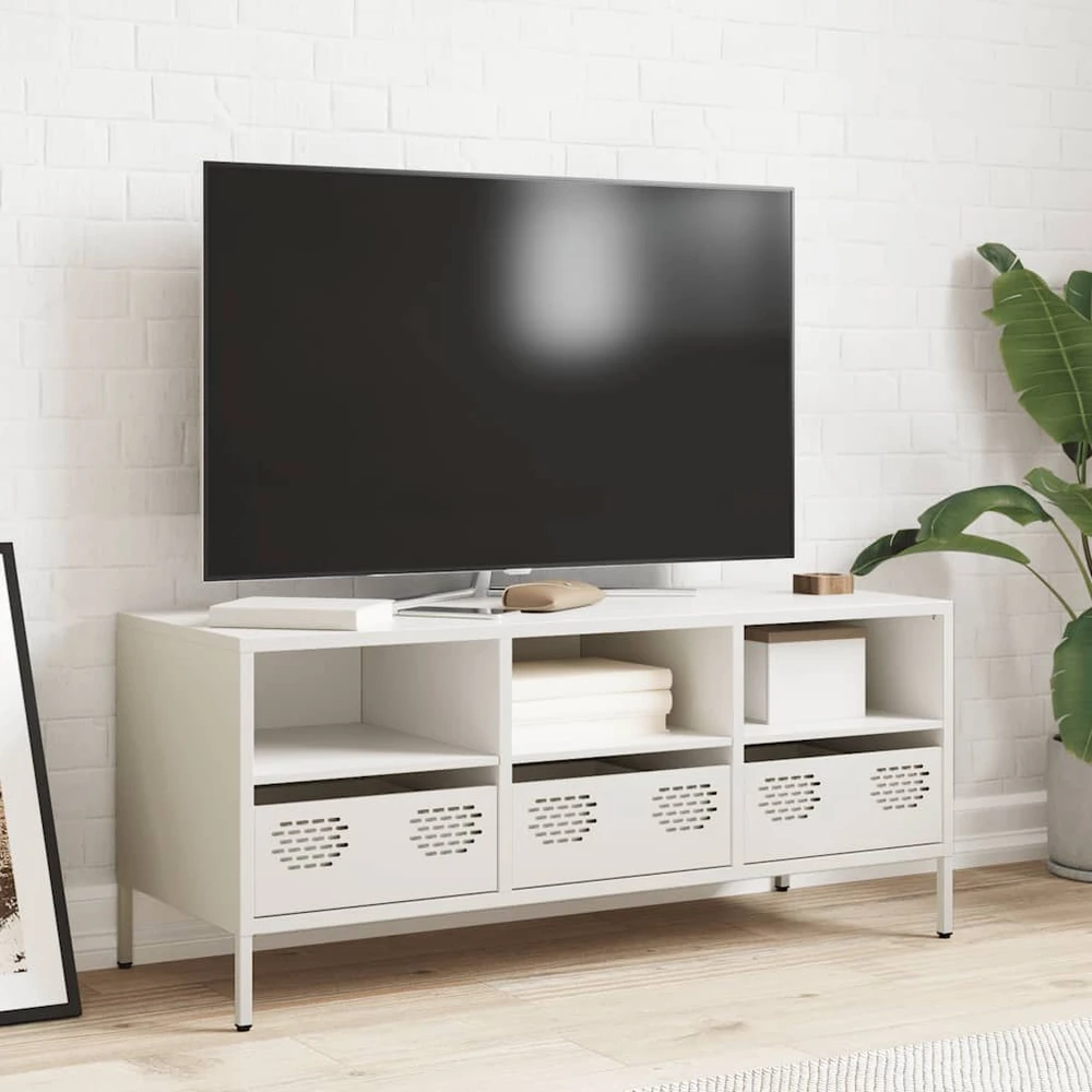 TV staliukas Televizoriaus spintelė, balta, 101,5x39x43,5cm, plienas
