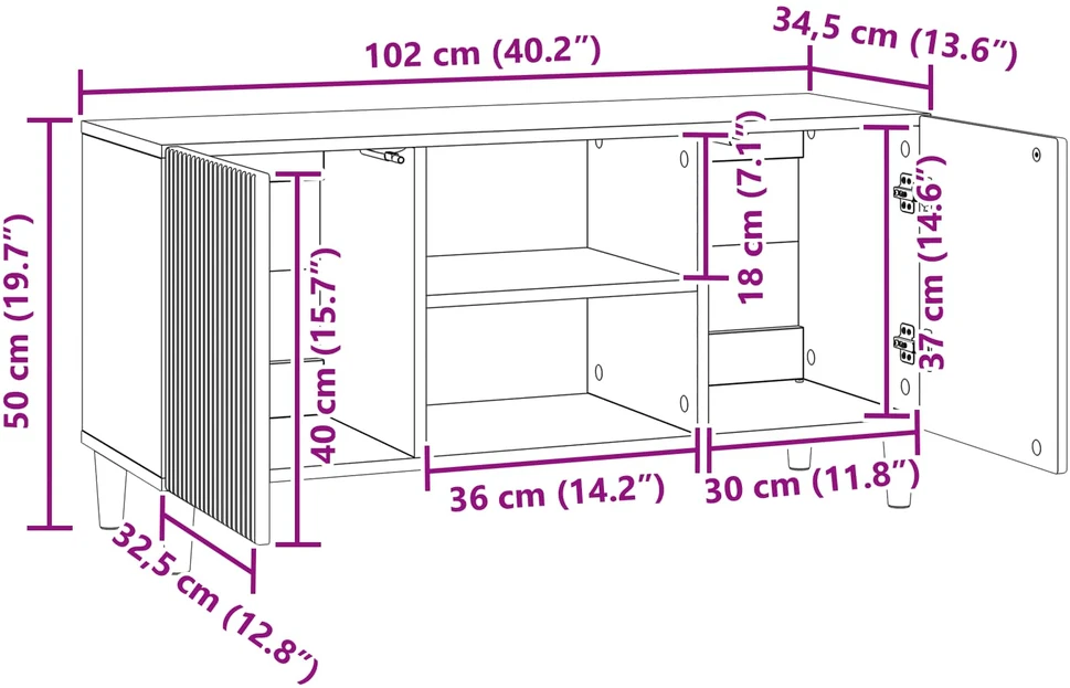 TV staliukas Televizoriaus spintelė Balta 102 x 34,5 x 50 cm