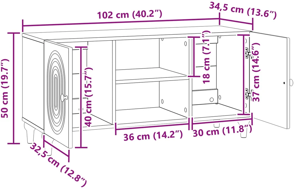 TV staliukas Televizoriaus spintelė Balta 102 x 34,5 x 50 cm