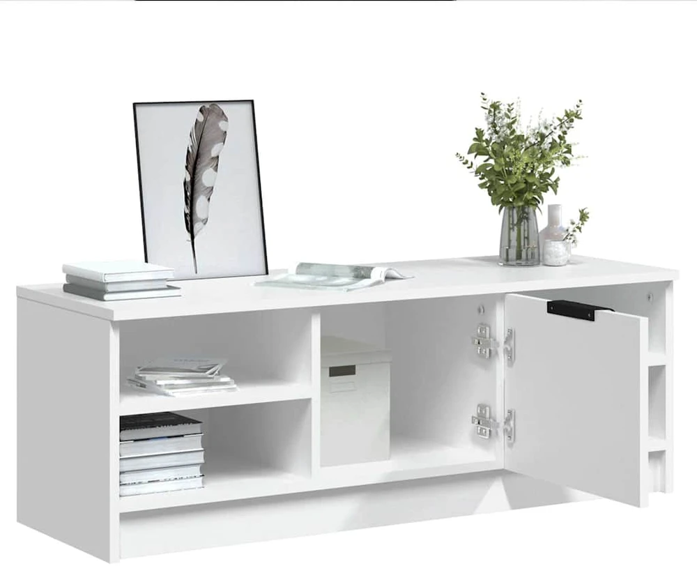 TV staliukas Televizoriaus spintelė, balta, 102x35,5x36,5cm, mediena