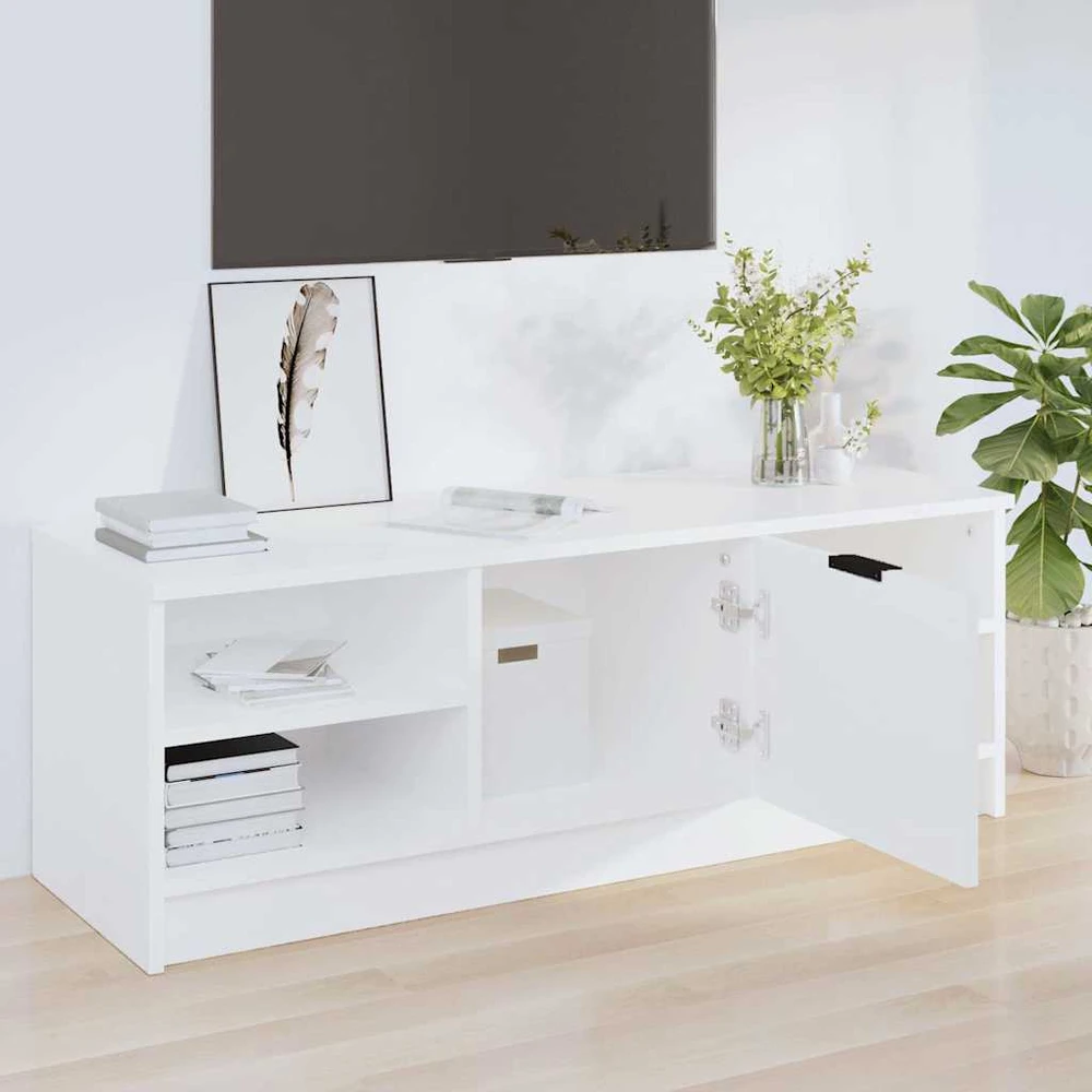 TV staliukas Televizoriaus spintelė, balta, 102x35,5x36,5cm, mediena