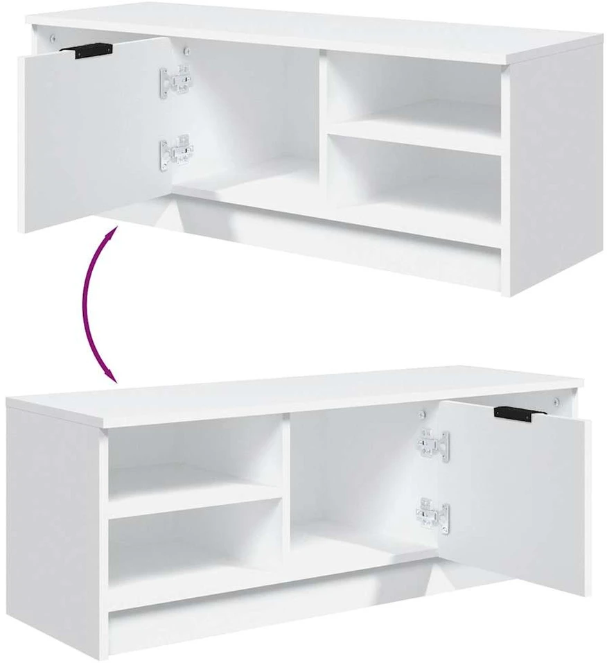TV staliukas Televizoriaus spintelė, balta, 102x35,5x36,5cm, mediena