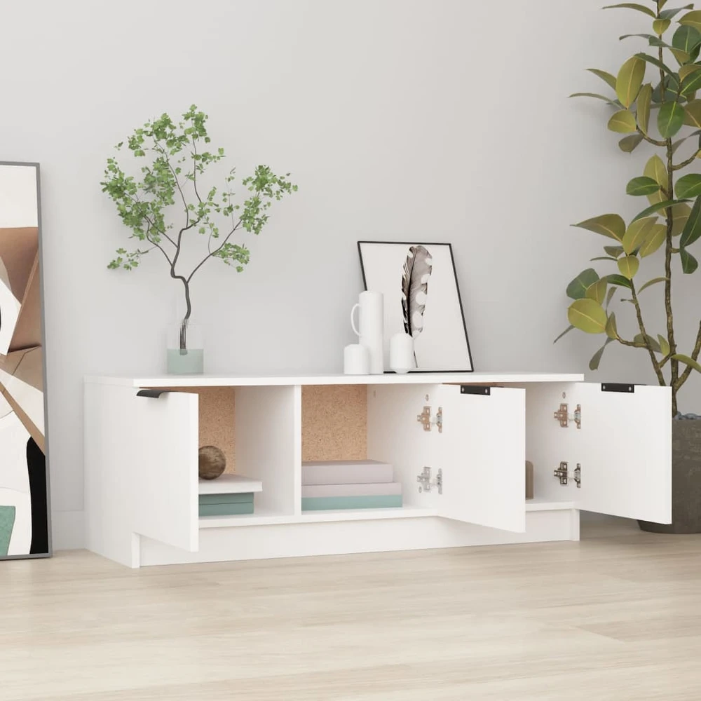 TV staliukas Televizoriaus spintelė, balta, 102x35x36,5cm, apdirbta mediena