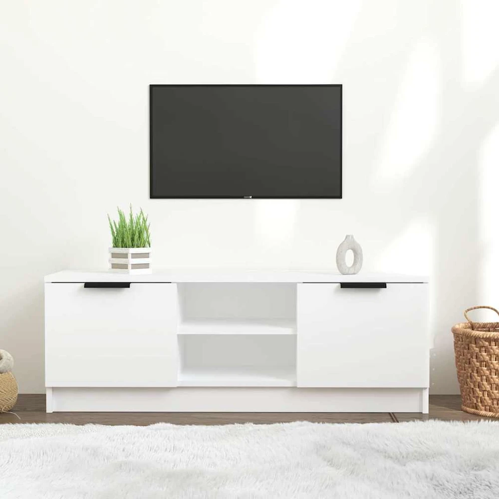 TV staliukas Televizoriaus spintelė, balta, 102x35x36,5cm, apdirbta mediena
