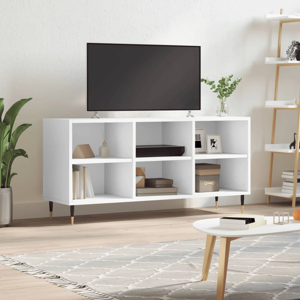 TV staliukas Televizoriaus spintelė, balta, 103,5x30x50cm, apdirbta mediena