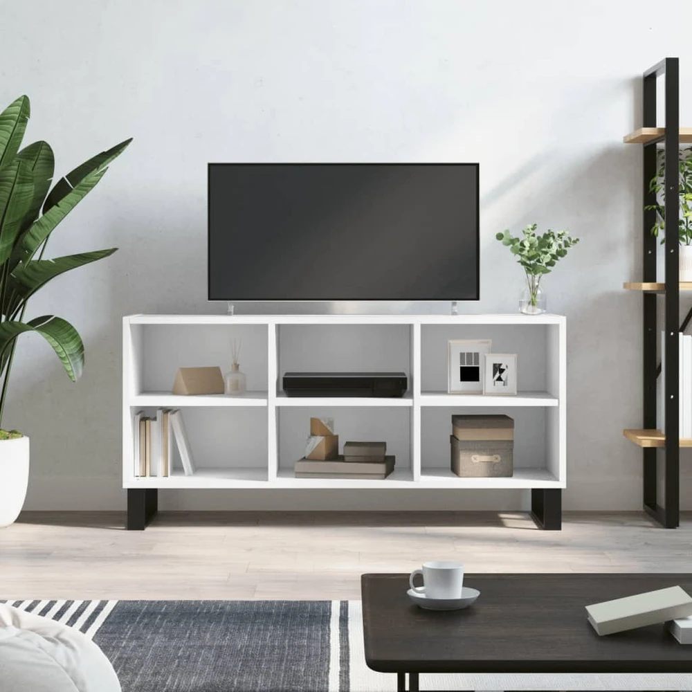 TV staliukas Televizoriaus spintelė, balta, 103,5x30x50cm, apdirbta mediena