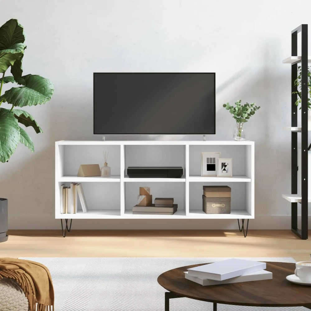 TV staliukas Televizoriaus spintelė, balta, 103,5x30x50cm, apdirbta mediena