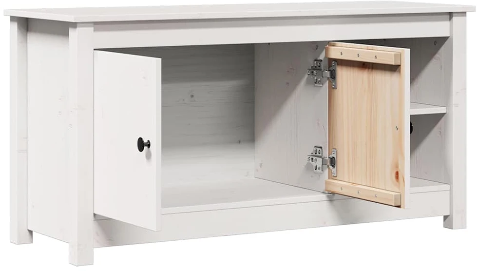 TV staliukas Televizoriaus spintelė, balta, 103x36,5x52cm, pušies masyvas