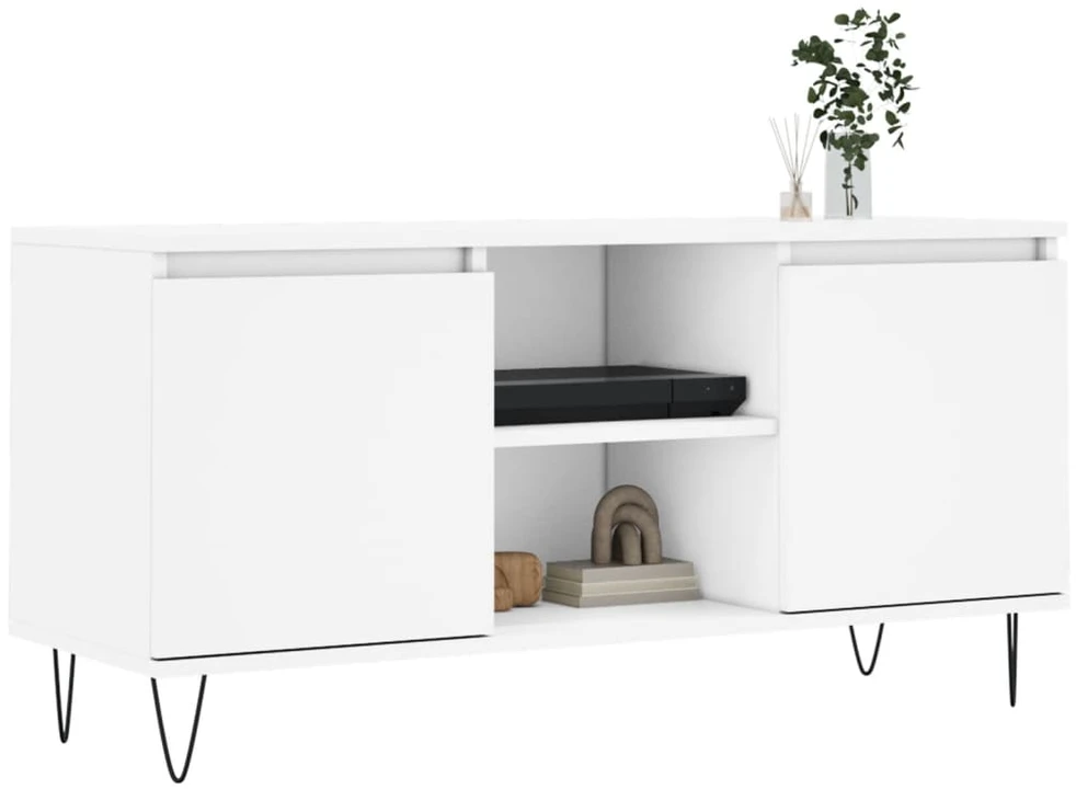 TV staliukas Televizoriaus spintelė, balta, 104x35x50cm, apdirbta mediena