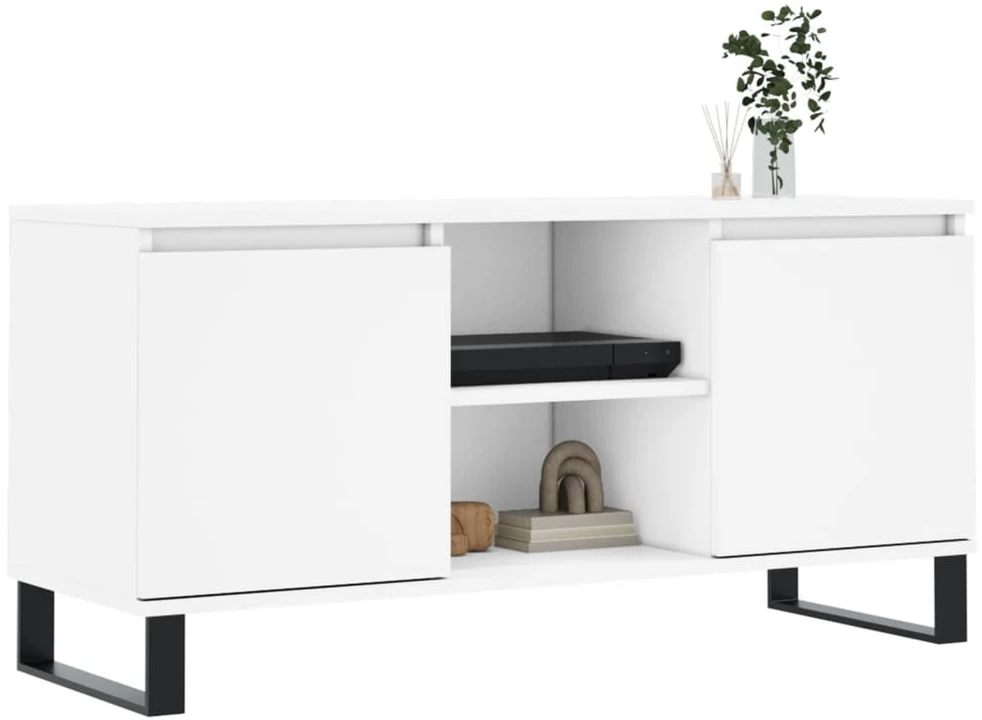 TV staliukas Televizoriaus spintelė, balta, 104x35x50cm, apdirbta mediena