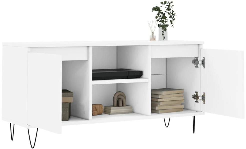 TV staliukas Televizoriaus spintelė, balta, 104x35x50cm, apdirbta mediena