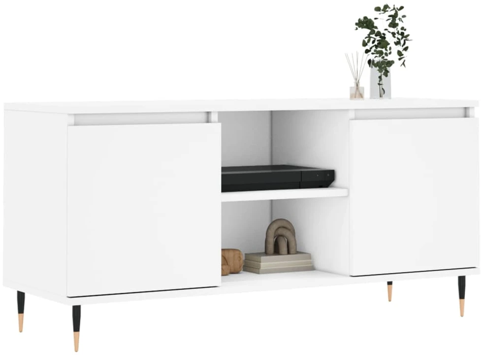 TV staliukas Televizoriaus spintelė, balta, 104x35x50cm, apdirbta mediena