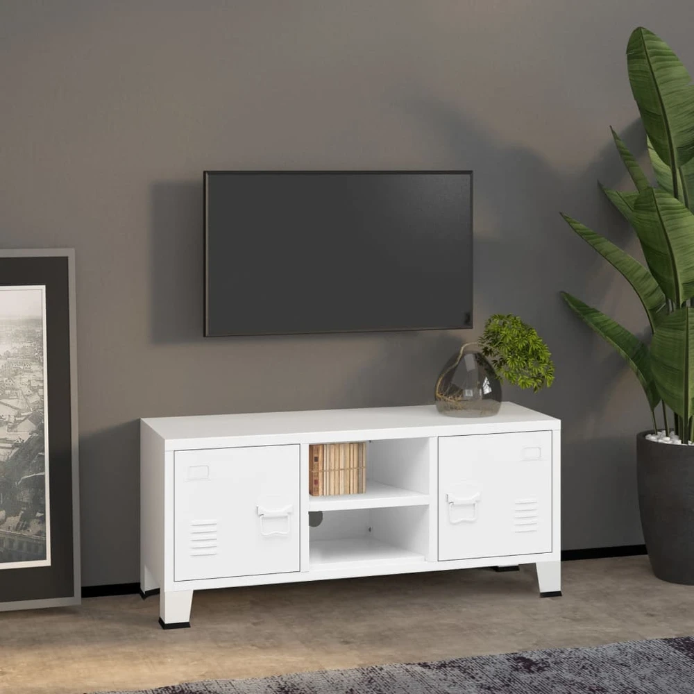 TV staliukas Televizoriaus spintelė, balta, 105x35x42cm, metalas