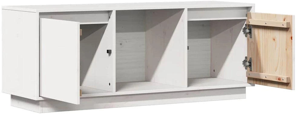 TV staliukas Televizoriaus spintelė, balta, 110,5x35x44cm, pušies masyvas