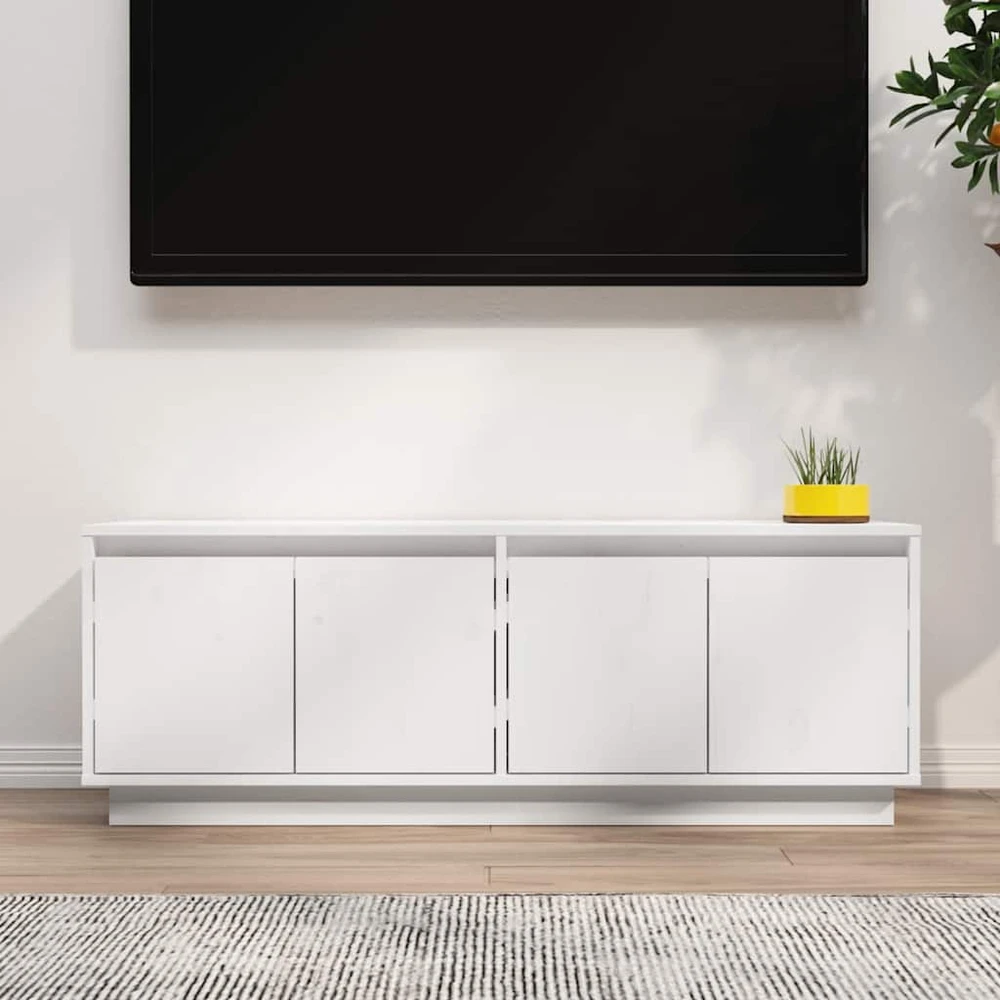 TV staliukas Televizoriaus spintelė, balta, 110x34x40cm, pušies masyvas