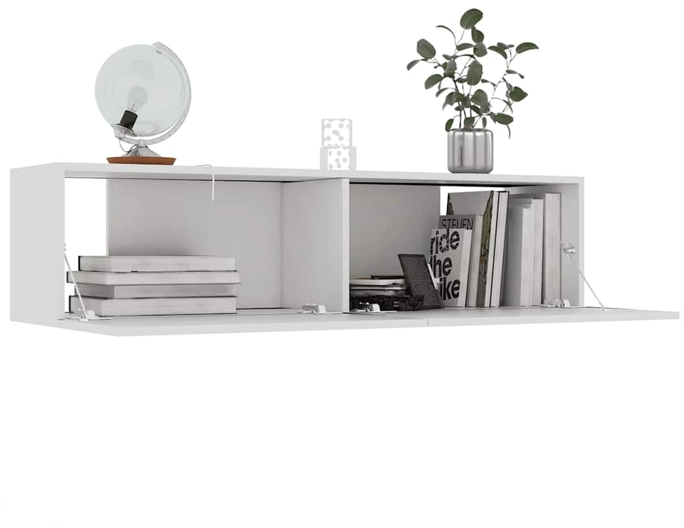 TV staliukas Televizoriaus spintelė, balta, 120x30x30cm, apdirbta mediena