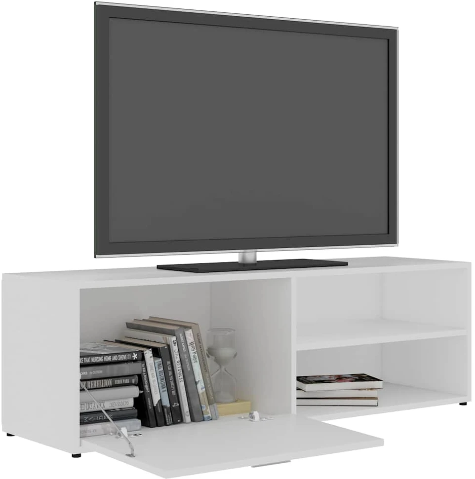 TV staliukas Televizoriaus spintelė, balta, 120x34x37cm, apdirbta mediena