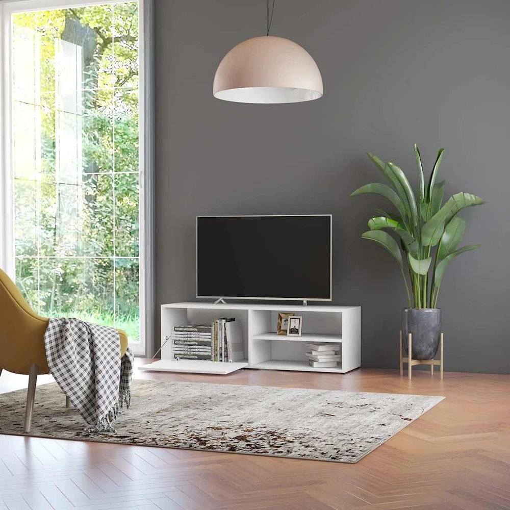 TV staliukas Televizoriaus spintelė, balta, 120x34x37cm, apdirbta mediena