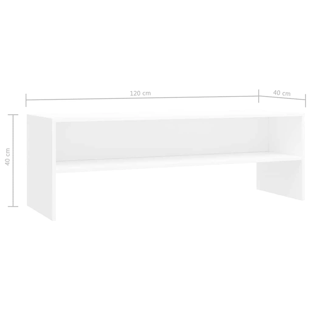 TV staliukas Televizoriaus spintelė, balta, 120x40x40cm, apdirbta mediena