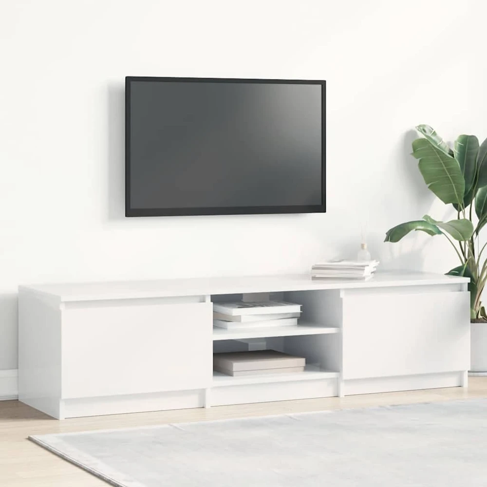 TV staliukas Televizoriaus spintelė, balta, 140x40x35,5cm, apdirbta mediena