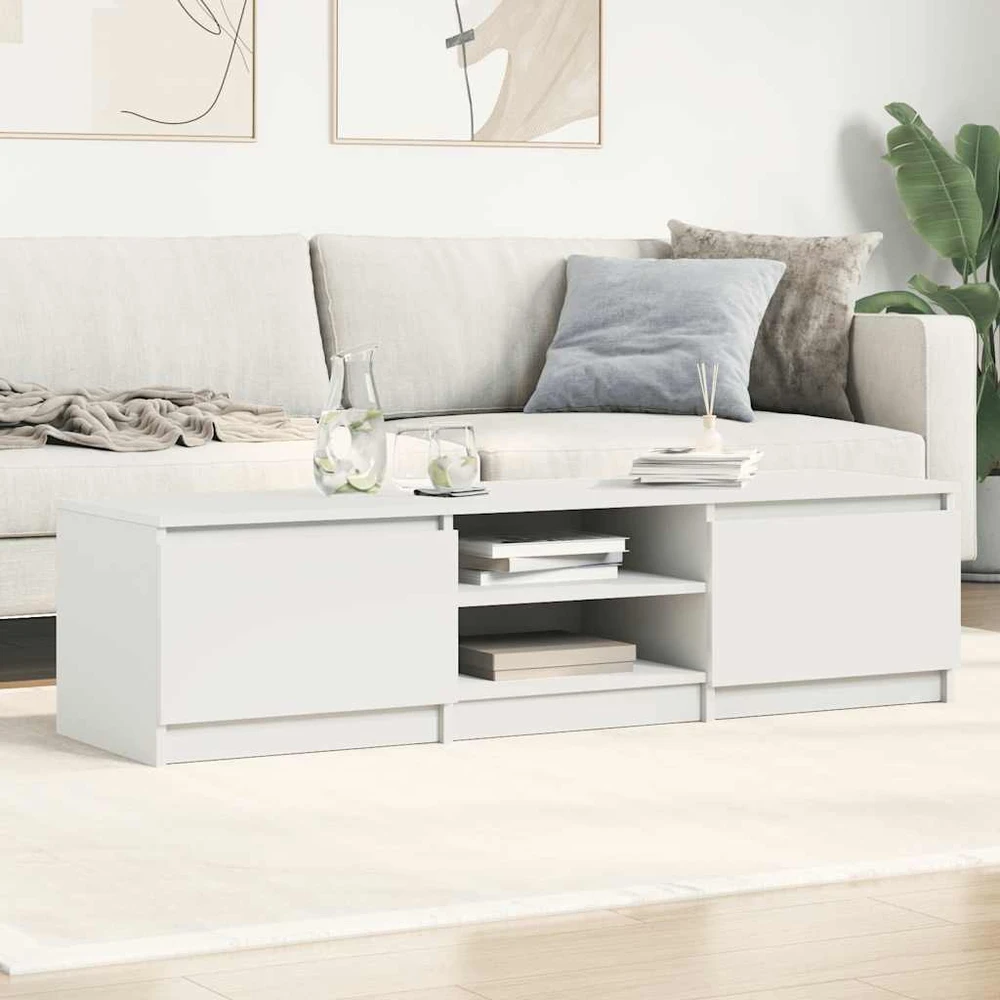 TV staliukas Televizoriaus spintelė, balta, 140x40x35,5cm, apdirbta mediena